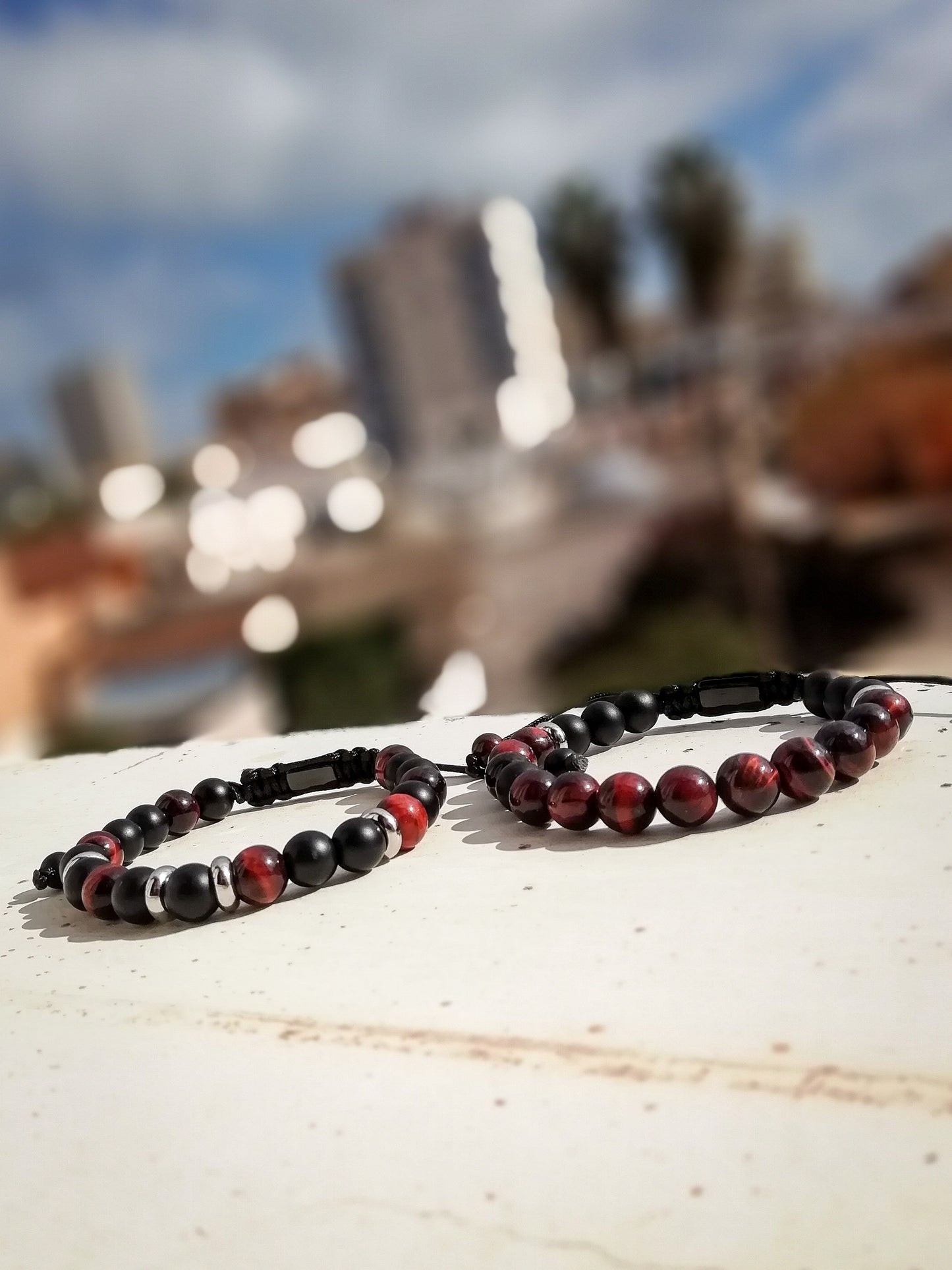 Pulsera para hombre con ojo de buey y onix mate.