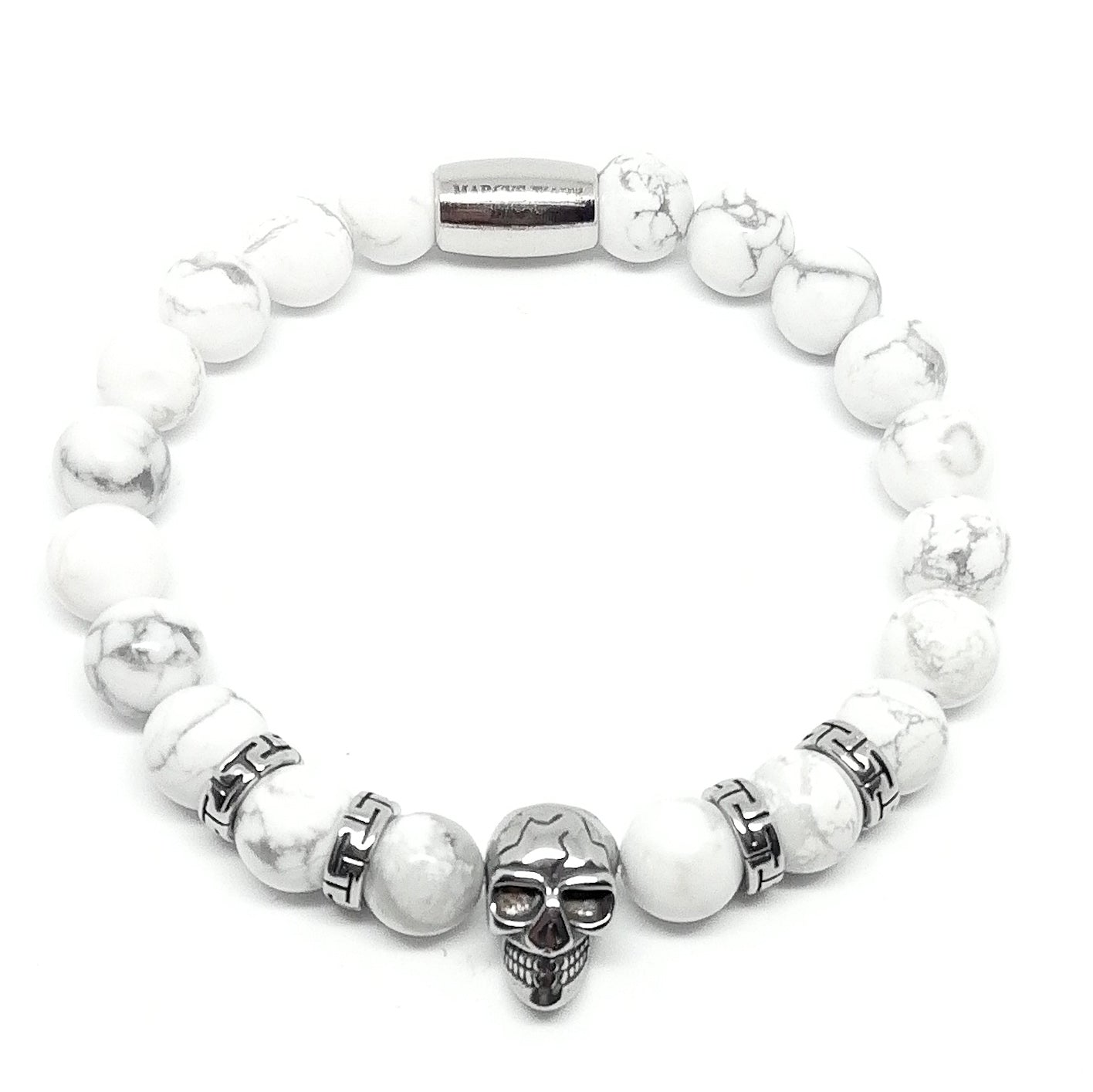 Pulsera Silver Skull con Howlita.