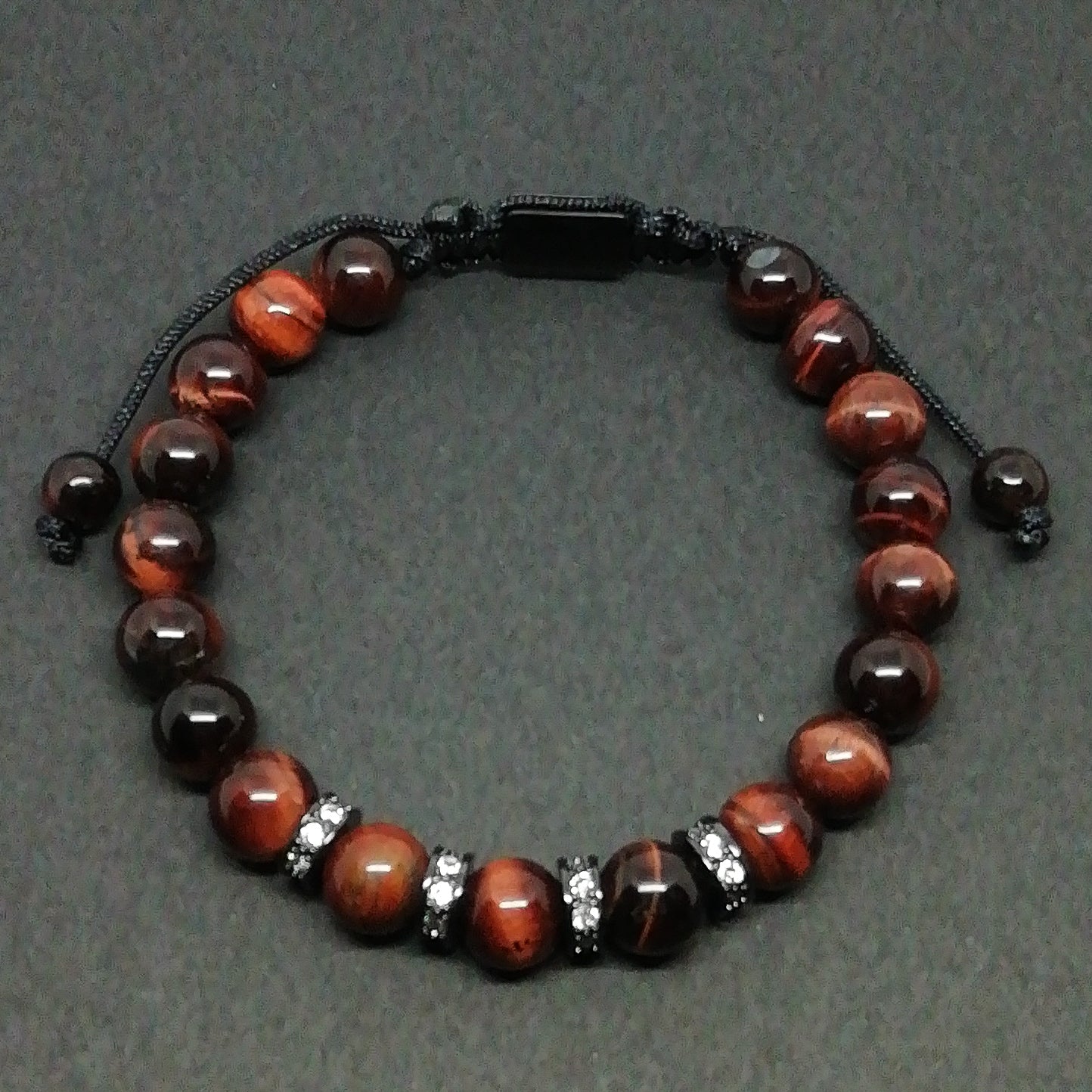 Wave | Pulsera para hombre con Ojo de tigre rojo.