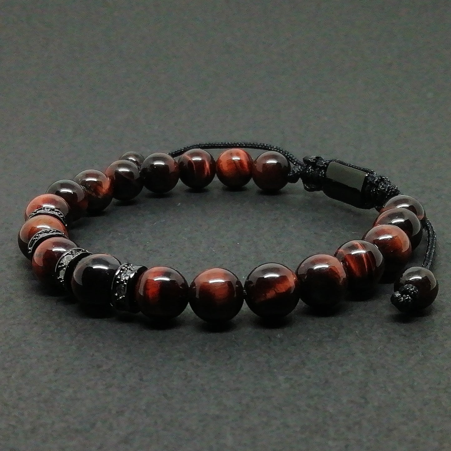 Wave | Pulsera para hombre con Ojo de tigre rojo.