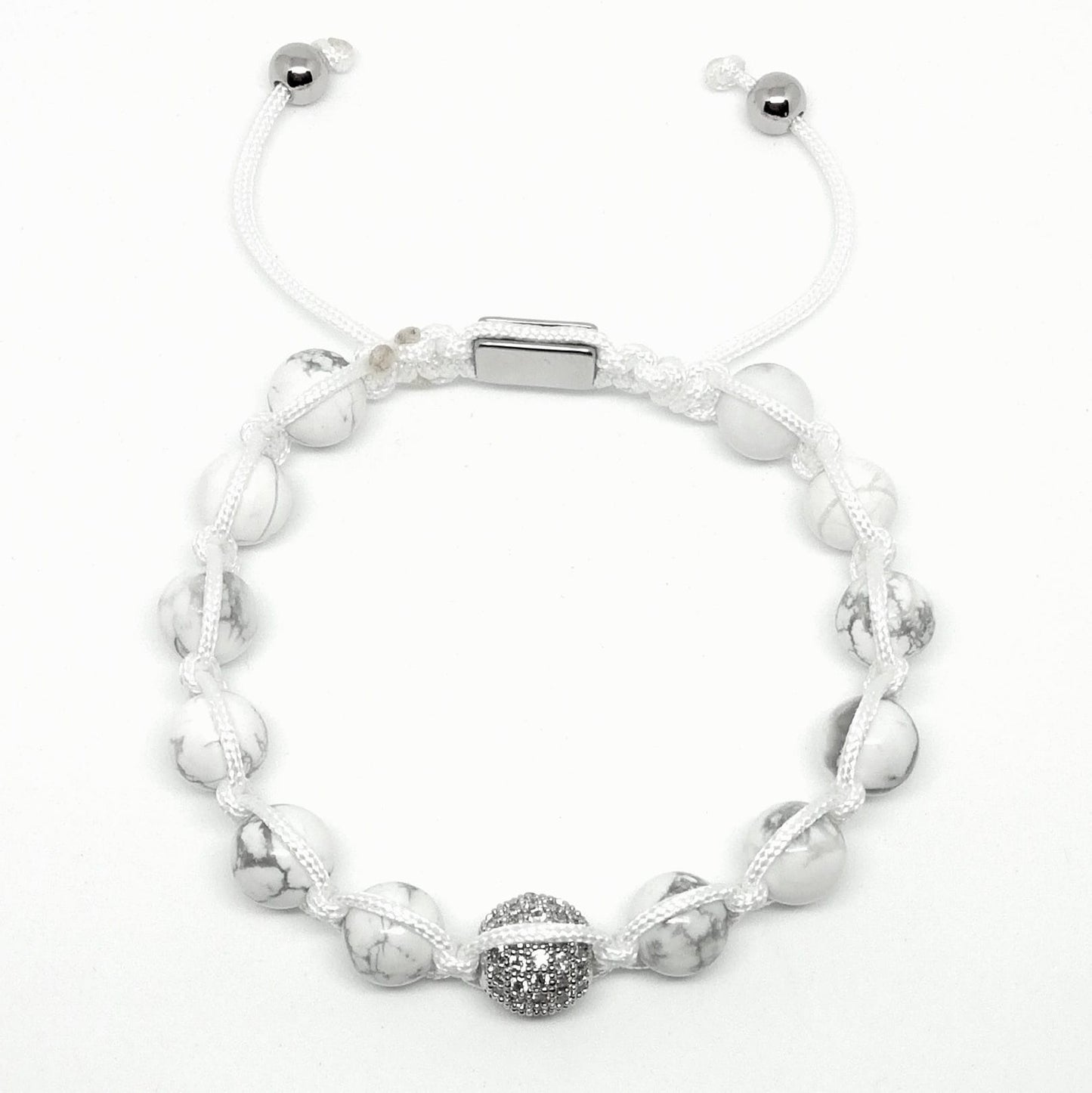 Shamballa con Howlita 8 mm.